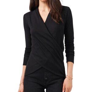 Luxury black wrap blouse for office